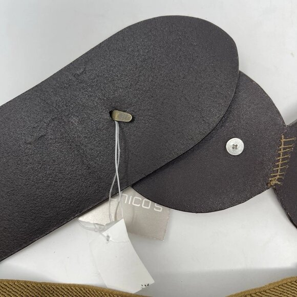 Chicos 3 Brown Genuine Leather Concho Belt Stretch Women's Western - Picture 5 of 7